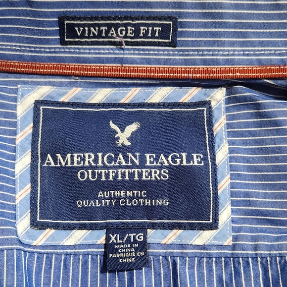 Mens American Eagle Vintage Fit Long Sleeve Striped Button Front Shirt Size XL - Picture 7 of 10